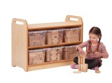 Opberg Bank B90 x D40 x H43 cm Esdoorn met 6 Bakken vol Bouwblokken Tangara Groothandel Kinderopvang en kinderdagverblijf inrichting01 (543)